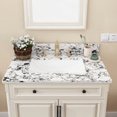 31"x22" Bathroom Vanity Top, with Undermount Ceramic Sink and Backsplash, artificial marble Bathroom Vanity Top with 3 Faucet Holes, New Carrara white and black( only Bathroom Vanity Top )