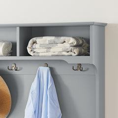 Modern Classic Hall Tree with Shoe Rack Bench and Coat Hooks for Hanging Storage, Entryway Bench with Open Shelves and Shoe Cabinets 40.16"W*18.58"D*64.17"H GRAY