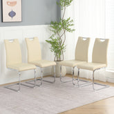 Modern Light Yellow PU dining chair living room chair upholstered chair, electroplated metal chair leg design, kitchen, living room, bedroom, dining room side chair (Set of 4)