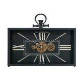 17.5x3x13" Decorative Black and Gold Gear Table Clock
