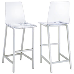 Clear and Chrome Bar Stools (Set of 2)