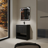 30" Bathroom Vanity with Ceramic Sink, 2 Soft Closing Doors, Freestanding Bathroom Cabinet Vanity, Plywood