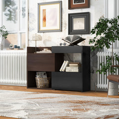 32.5''-58.8''W 40''H Multifuctional Storage Cabinet, Buffet Sideboard Cabinet with Drawer, Corner Cabinet for 44''H Window decor, Livingroom, Hallway, Entryway, Kitchen & Office - Black & Walnut