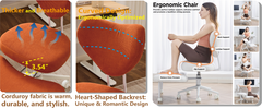 Meditation chair, an ergonomic cross-legged seating chair with lumbar support and a height-adjustable seat cushion, ideal for people engaged in high-intensity office work. ORANGE