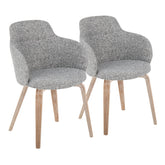 Boyne Contemporary Dining/Accent Chair in Whitewashed Wood and Dark Grey Noise Fabric by LumiSource - Set of 2