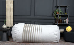 Zeon 6.5 Foot Striped Cylindrical Bean Bag, Natural Color with ligt Brown Stripes
