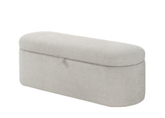 1pc Stylish Functional Storage Bench Spacious Hidden Compartment Cushioned Seat Sturdy Wooden Frame Fabric Upholstery Bedroom Entryway Living Spaces Oatmeal Tweed
