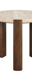 Leonardo Travertine Top & Dark Oak End Table