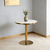 31.5inch Mid-Century Modern Pedestal Table, Multi-Functional Dining Table for 4-6 People & Large Coffee Table, White MDF Cremic Top for Living Room, Kitchen, Office