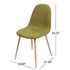 Mid-Century Dining Chair Fabric Upholstered Chair with Light Walnut Finished Metal Legs (Set of 2), Green