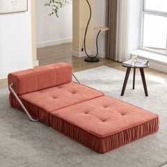 Orange Folding Sofa , Futon Sleeper Chair, Convertible Chair Floor Couch & Sleeping Mattress for Living Room, Guest Room, Home Office, Apartment, Small space, Removable Back Cushion.