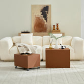 Modern Brown MDF Saddle Leather Table – Two Compact Sizes, Perfect for Living Room Decor & Daily Use