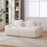 73" Modern Modular Sectional Sofa Loveseat, 2 Seater Tufted Comfy Cloud Tufted Floor Convertible Couch with 2 Pillows, Boneless Conversion Sofa for Living Room,Office, Apartment,Guestroom, Ivory