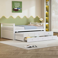 Full size Daybed with Twin size Trundle and Drawers, Full Size, White