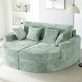 Full-Compressed Chaise Sofa 80" Curved Chaise Lounge Sofa Boneless Couch Upholstered Sofa Bed with Two Cup Holders for Living Room, Green