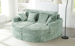 Full-Compressed Chaise Sofa 80" Curved Chaise Lounge Sofa Boneless Couch Upholstered Sofa Bed with Two Cup Holders for Living Room, Green