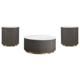 Sennewald White 3-piece Round Marble Coffee and End Table Set