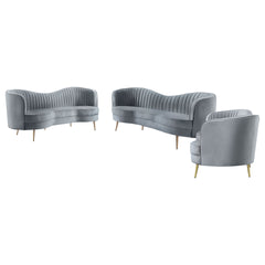 Sophia Grey 3-piece Upholstered Channel Tufted Sofa Set