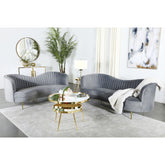 Sienna Grey and Gold 2-piece Camel Back Living Room Set