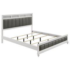 Talia White and Grey Upholstered California King Panel Bed