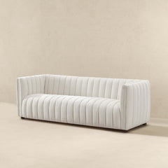 April Mid Century Modern Luxury Tight Back Beige Boucle Couch