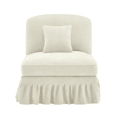 Armless Sofa Chenille W/1 Pillow -Beige+White