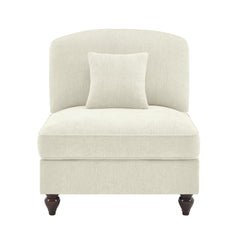 Armless Sofa Chenille W/1 Pillow -Beige+White