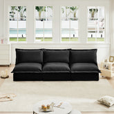 Modern Upholstered Modular Armless 3 Seater Sofa,Deep Seat 3- Seat Sofa Couch Armless Sofa Couch Free Combination, Chenille Fabric,Black
