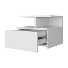 White 1-Drawer Floating Nightstand