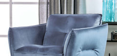 Contemporary Style 1pc Chair Light Blue Finish Biscuit Tufting Tight Back And Seat X Cross Chrome Legs Primary Living Room