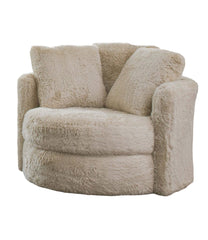 Contemporary Style 1pc Round Chair Curved Arms Track Arms Accents Pillows Included Cream / Beige