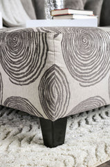 Transitional Style Gray Pattern Finish Square Upholstery Ottoman Oversized Design Bun Legs