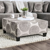 Transitional Style Gray Pattern Finish Square Upholstery Ottoman Oversized Design Bun Legs