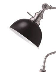 Industrial Style 1pc Table Lamp Stain Nickel Circular Metal Base Curved Stem Lamp