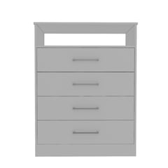 Continental Dresser, Superior Top, Four Drawers, One Shelf -White