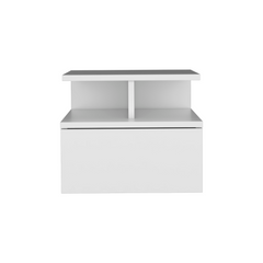 Adele Floating Nightstand , End Table, Side Table Drawer, Open Top Shelves -White