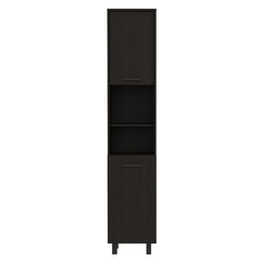 Hobart Pantry, Three Interior Shelves, Two Shelves, Two Cabinets -Black