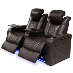 68.9"Power Recliner 2 PC Made WithTop-Grain Nappa,Fully Adjustable Relaxation,Smart Charging,Dynamic RGB LED Lighting,COFFEE
