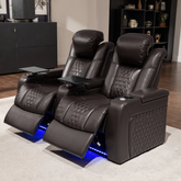 68.9"Power Recliner 2 PC Made WithTop-Grain Nappa,Fully Adjustable Relaxation,Smart Charging,Dynamic RGB LED Lighting,COFFEE