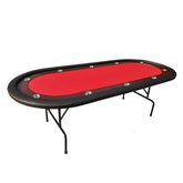 96" Light Series Foldable Poker Table with Wooden Racetrack Felt Stainless Legs Cup Holders Red