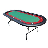 96" Light Series Foldable Poker Table with Wooden Racetrack Felt Stainless Legs Cup Holders Green