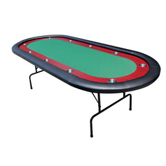 96" Light Series Foldable Poker Table with Wooden Racetrack Felt Stainless Legs Cup Holders Green