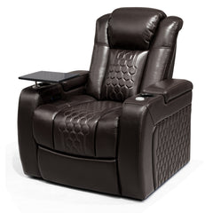 37.8"Power Recliner 1 PC Made WithTop-Grain Nappa,Fully Adjustable Relaxation,Smart Charging,Dynamic RGB LED Lighting,COFFEE