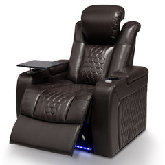 37.8"Power Recliner 1 PC Made WithTop-Grain Nappa,Fully Adjustable Relaxation,Smart Charging,Dynamic RGB LED Lighting,COFFEE
