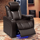 37.8"Power Recliner 1 PC Made WithTop-Grain Nappa,Fully Adjustable Relaxation,Smart Charging,Dynamic RGB LED Lighting,COFFEE