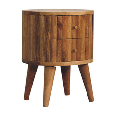 Stripe Nightstand, 2-Drawers, Nordic Legs, Light Brown