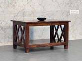 Solid Wood Belmont X-Frame Coffee Table, Chestnut, Dark Brown