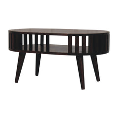 Solid Wood Ariella California Walnut Coffee Table, Open Storage, Nordic Legs, Dark Brown
