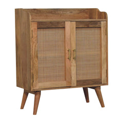 Solid Wood Larissa T-Bar Raised Cabinet, 2 Shelves, Light Brown