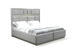 Modern Style Queen Bed Made with Wood in Gray